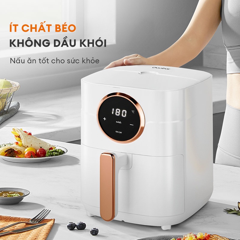 Nồi chiên không dầu 4.5 lít GAABOR GA-E45A02 màu trắng công suất 1400W điều khiển cảm ứng- Hàng chính hãng