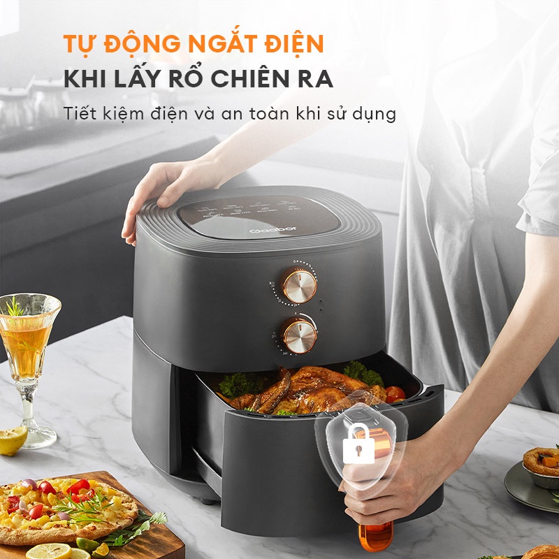 Nồi chiên không dầu GAABOR GA-M6A dung tích 6 lít công suất mạnh 1700W, nồi chiên giá rẻ, đa năng - Hàng chính hãng