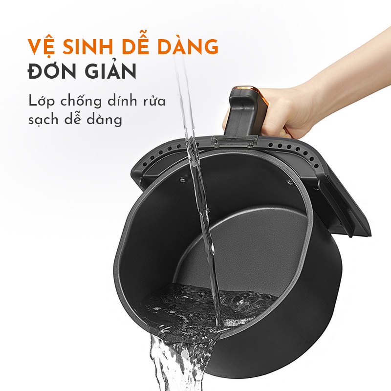 Nồi chiên không dầu GAABOR GA-E45A01 màu đen dung tích 4,5 lít công suất 1400W điều khiển cảm ứng - Hàng chính hãng