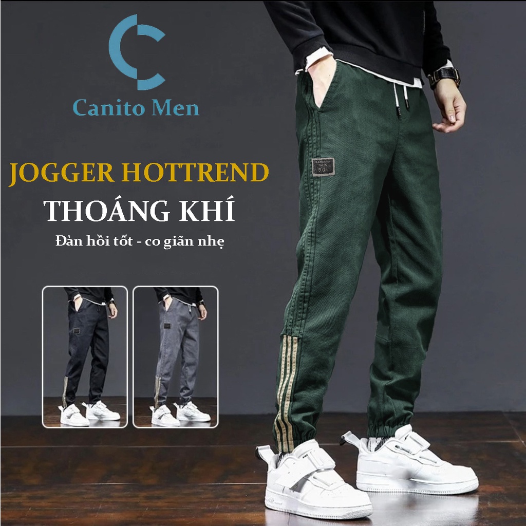 Quần Jogger Kaki Phối Sọc,Ống bo chun cao cấp hottrend