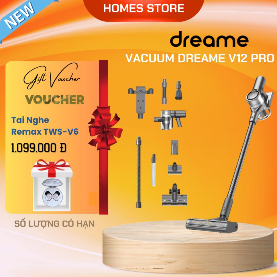 Máy Hút Bụi Không Dây Dreame V12 Pro - Bản QT -  Lực Hút Cực Khủng 32,000 Pa Công Suất 650 W - BH 12T