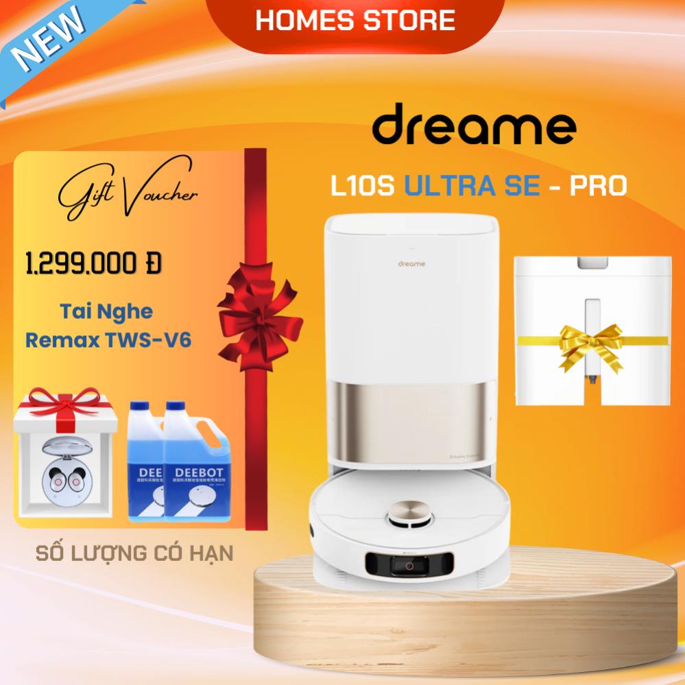 Robot Hút Bụi Lau Nhà Dreame L10s Ultra SE Pro - Tự Giặt Giẻ Lau, Sấy Khô, Đổ Rác Tự Động Tích Hợp Modul Bơm