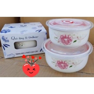 Bộ 2 thố sứ có nắp love