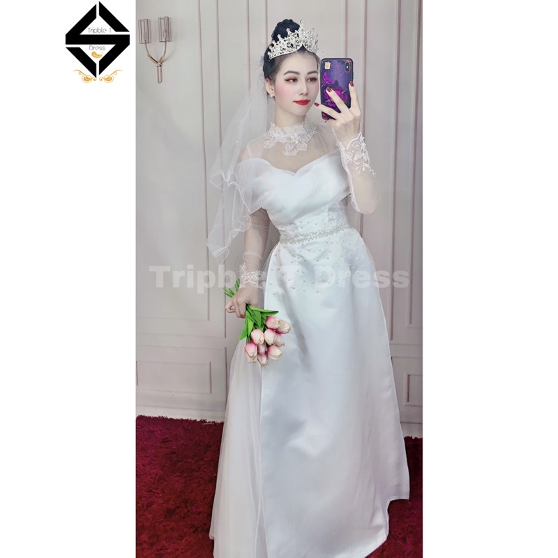 Đầm maxi cưới TRIPBLE T DRESS style áo dài cách tân - size S/M/L