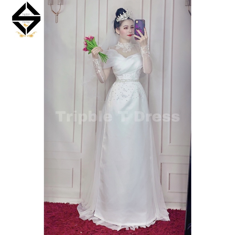 Đầm maxi cưới TRIPBLE T DRESS style áo dài cách tân - size S/M/L