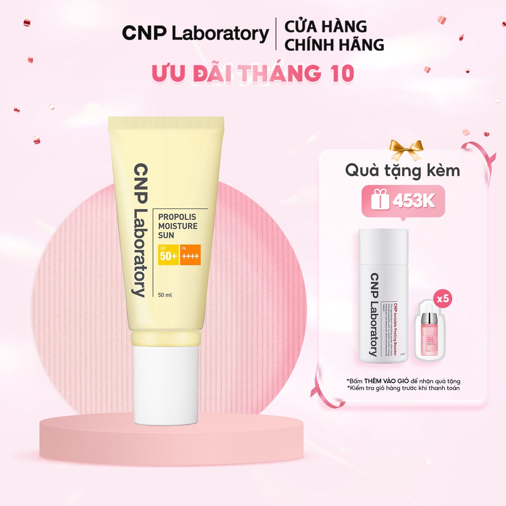 Kem chống nắng keo ong cấp ẩm cho da hỗn hợp thiên khô CNP Propolis Moisture Sun 50ml