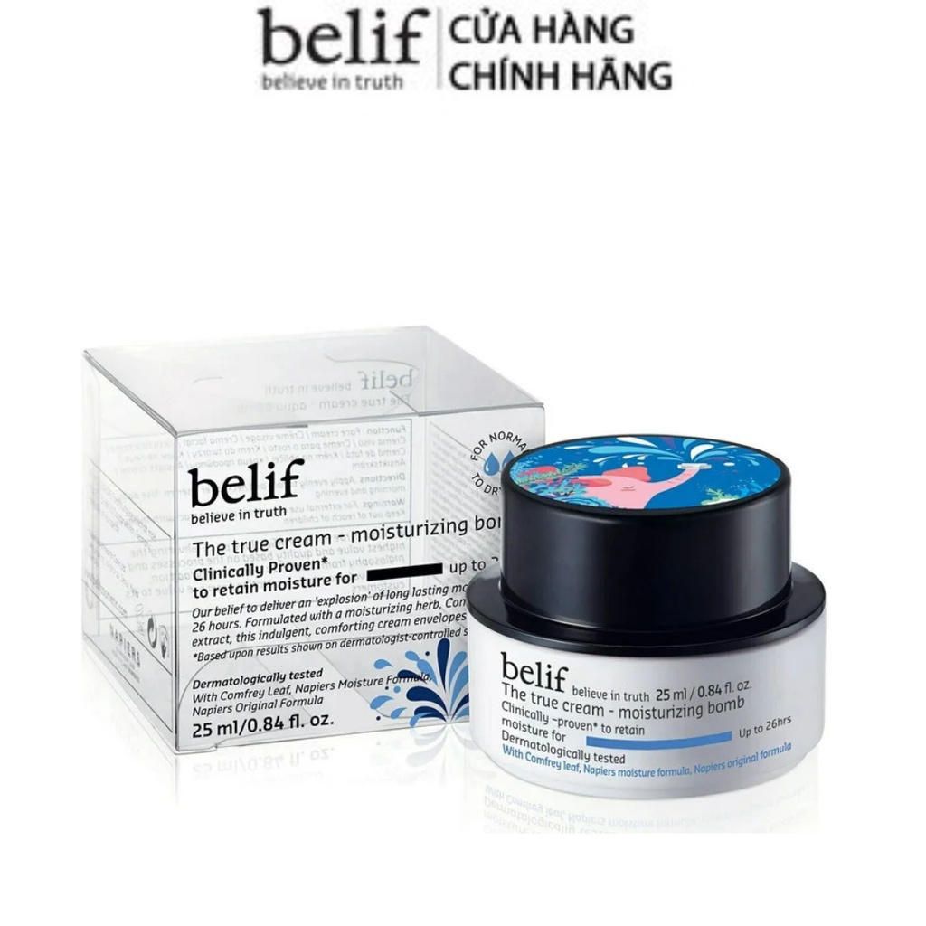 Kem cấp ẩm suốt 26 giờ Belif The True Cream Moisturizing Bomb - Phiên Bản Tiện Lợi 25ml