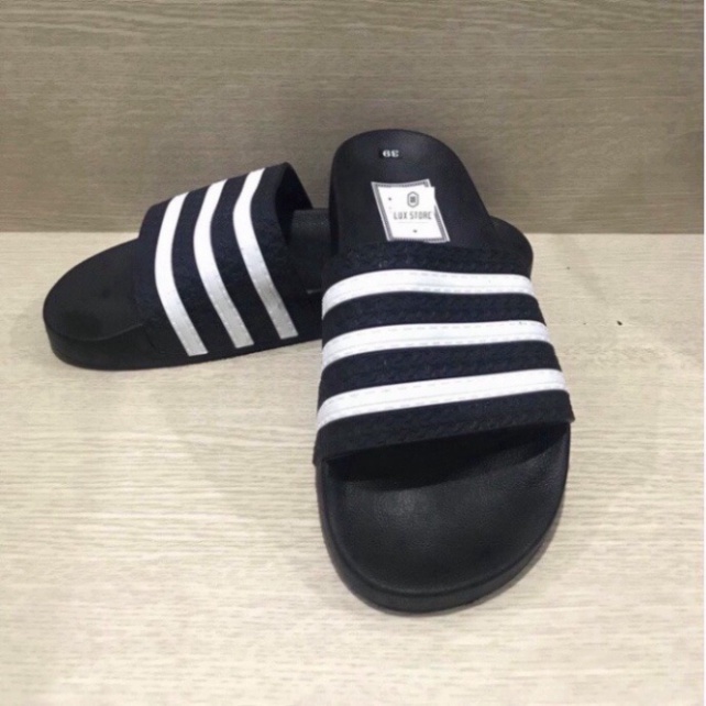 Dép Nam Nữ Quai Ngang adidas, mẫu sọc ngang 2 màu trắng,xám