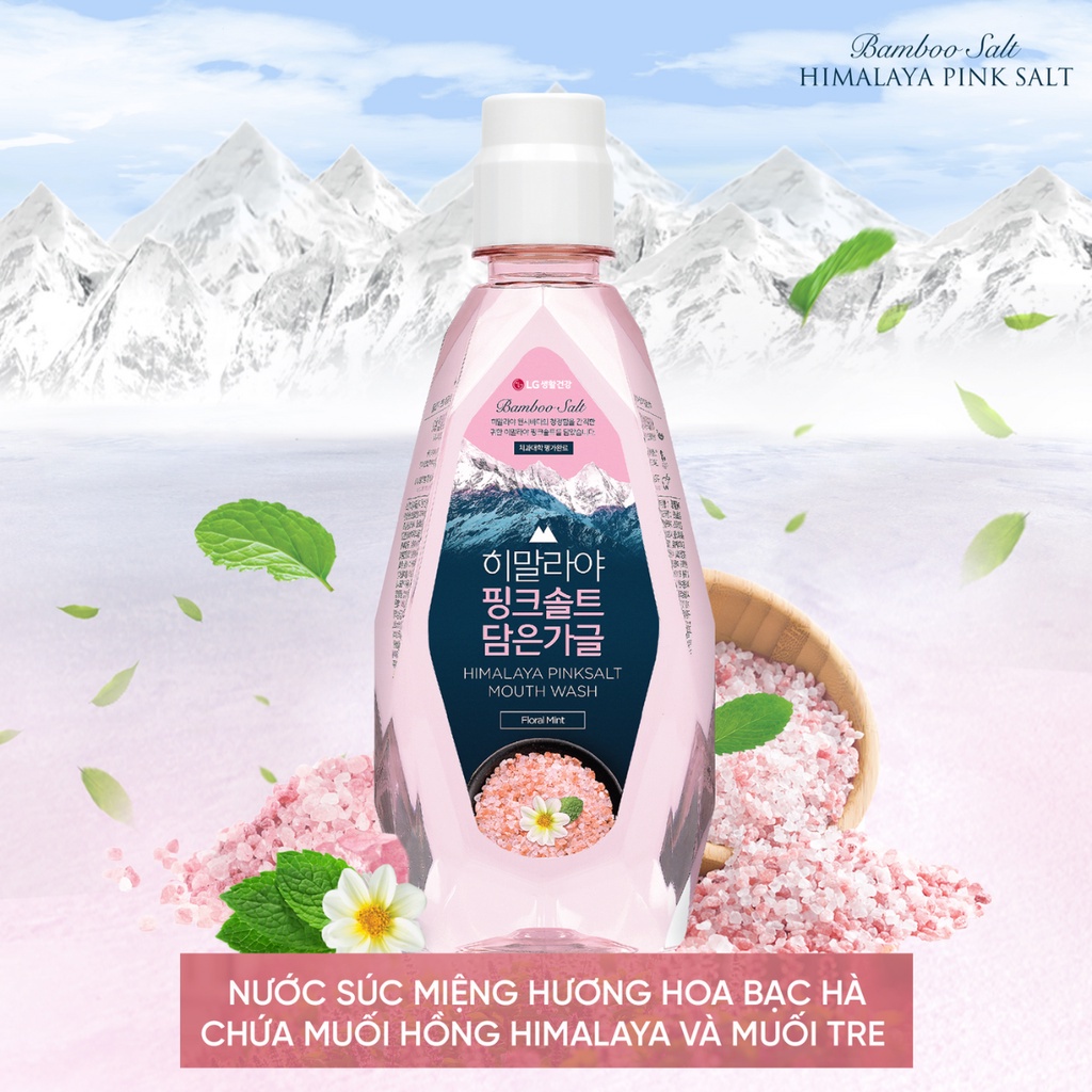 Bộ 2 Nước súc miệng Hương Hoa Bạc Hà chứa muối hồng Himalaya và Muối tre Bamboo Salt 320ml