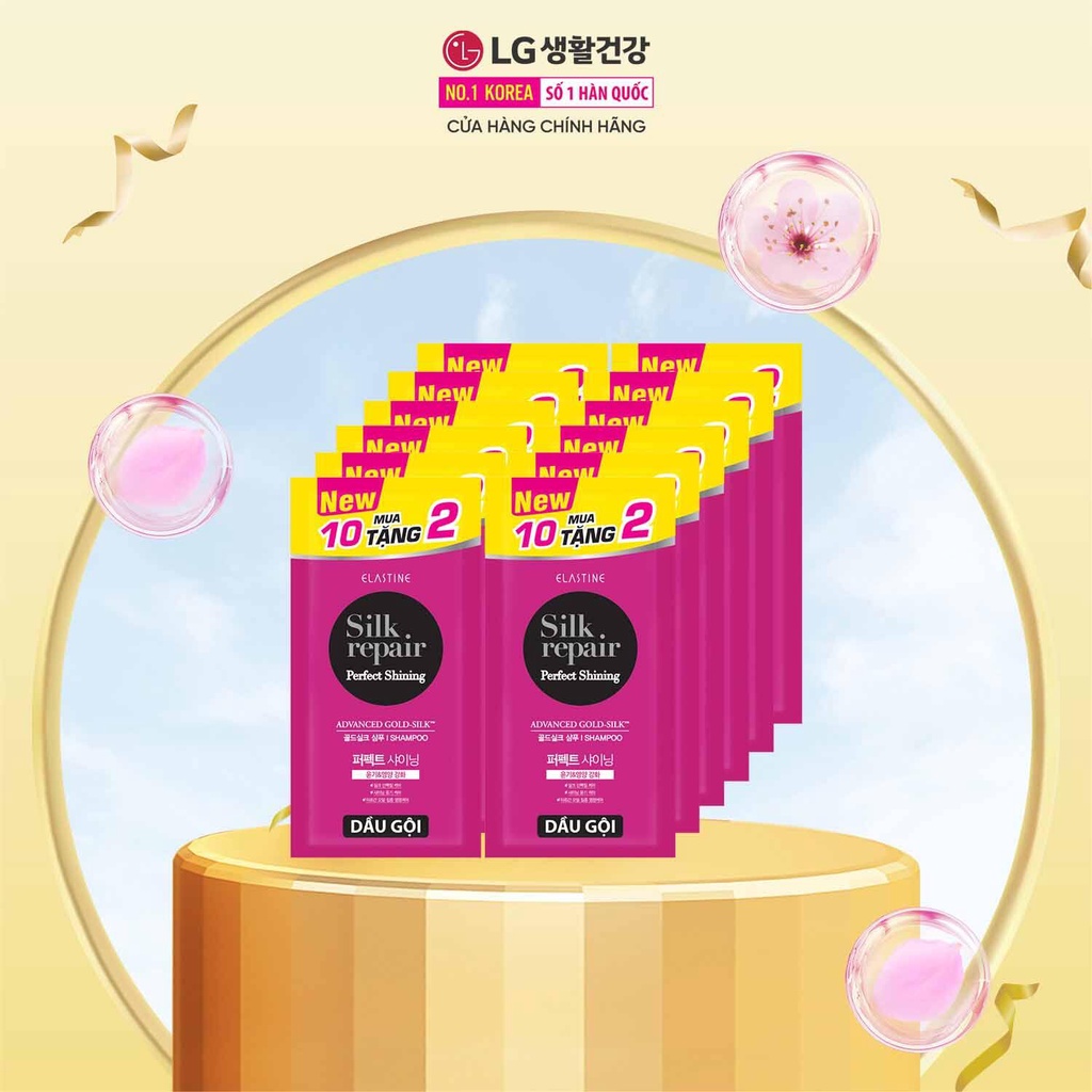 12 gói dầu gội chăm sóc tóc Elastine Silk Repair - Gold Silk hương nước hoa