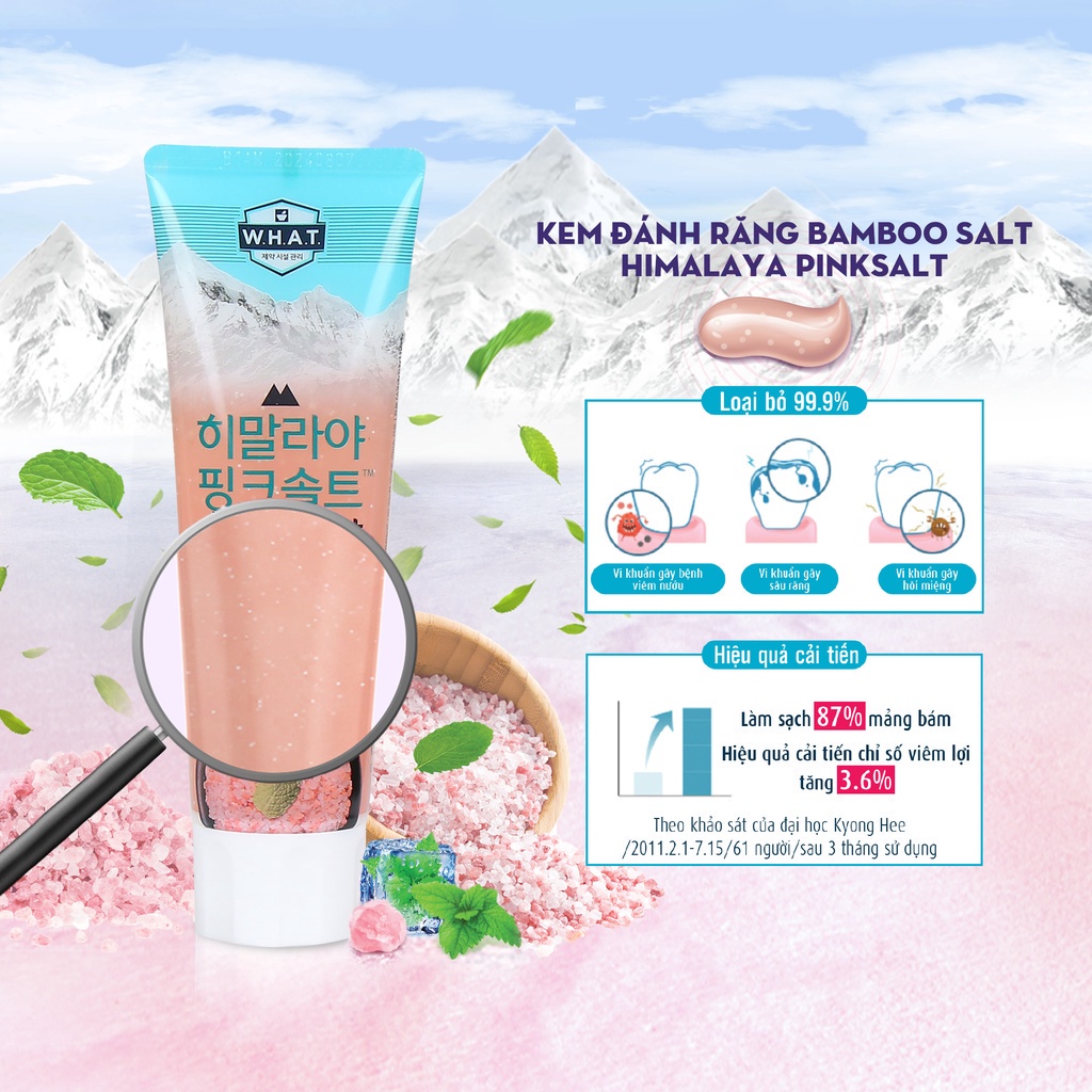 Kem đánh răng bạc hà mát lạnh chứa muối hồng Himalaya và muối tre Bamboo Salt Himalaya PinkSalt 100g