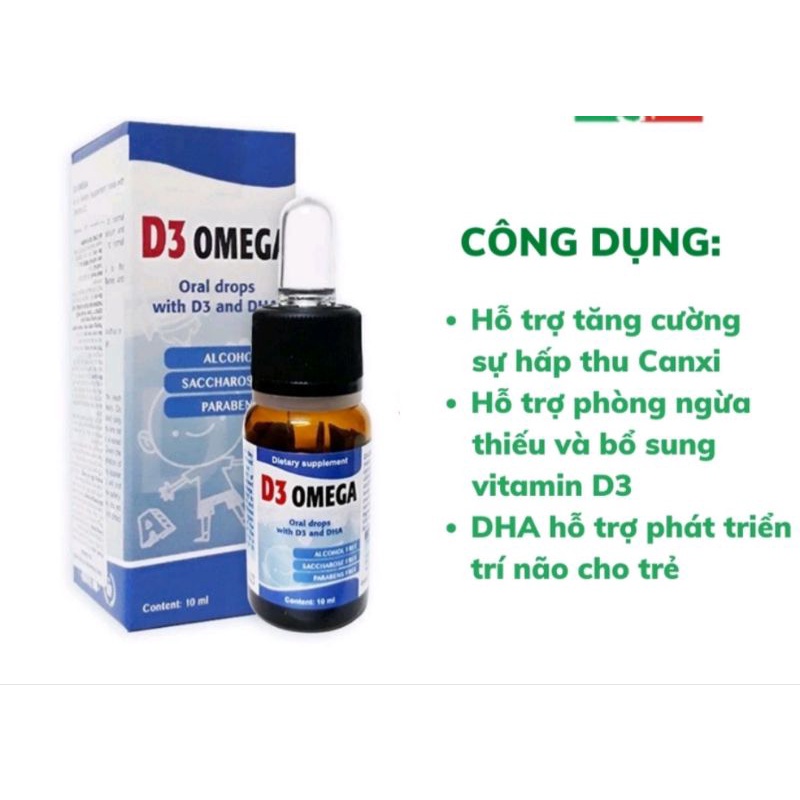 Siro D3 Omega Bổ sung Vitamin D3 giúp tăng cường hấp thu Calcium  giúp xương và răng chắc khỏe.phát triển trí não ở trẻ