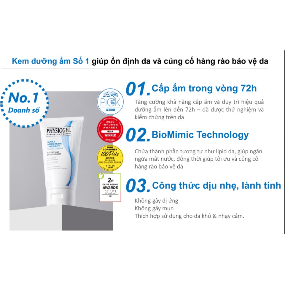 Bộ đôi dưỡng ẩm Physiogel: Xịt khoáng cấp ẩm 100ml và Kem dưỡng ẩm dịu nhẹ 75ml