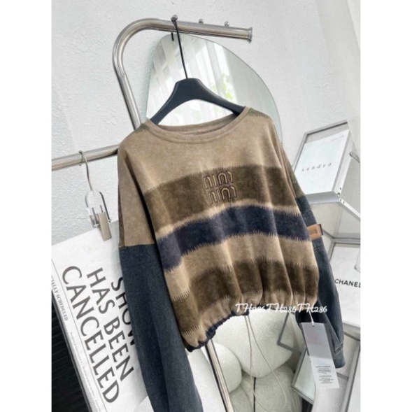 Áo kẻ dây rút eo hàng QCL1 1/10