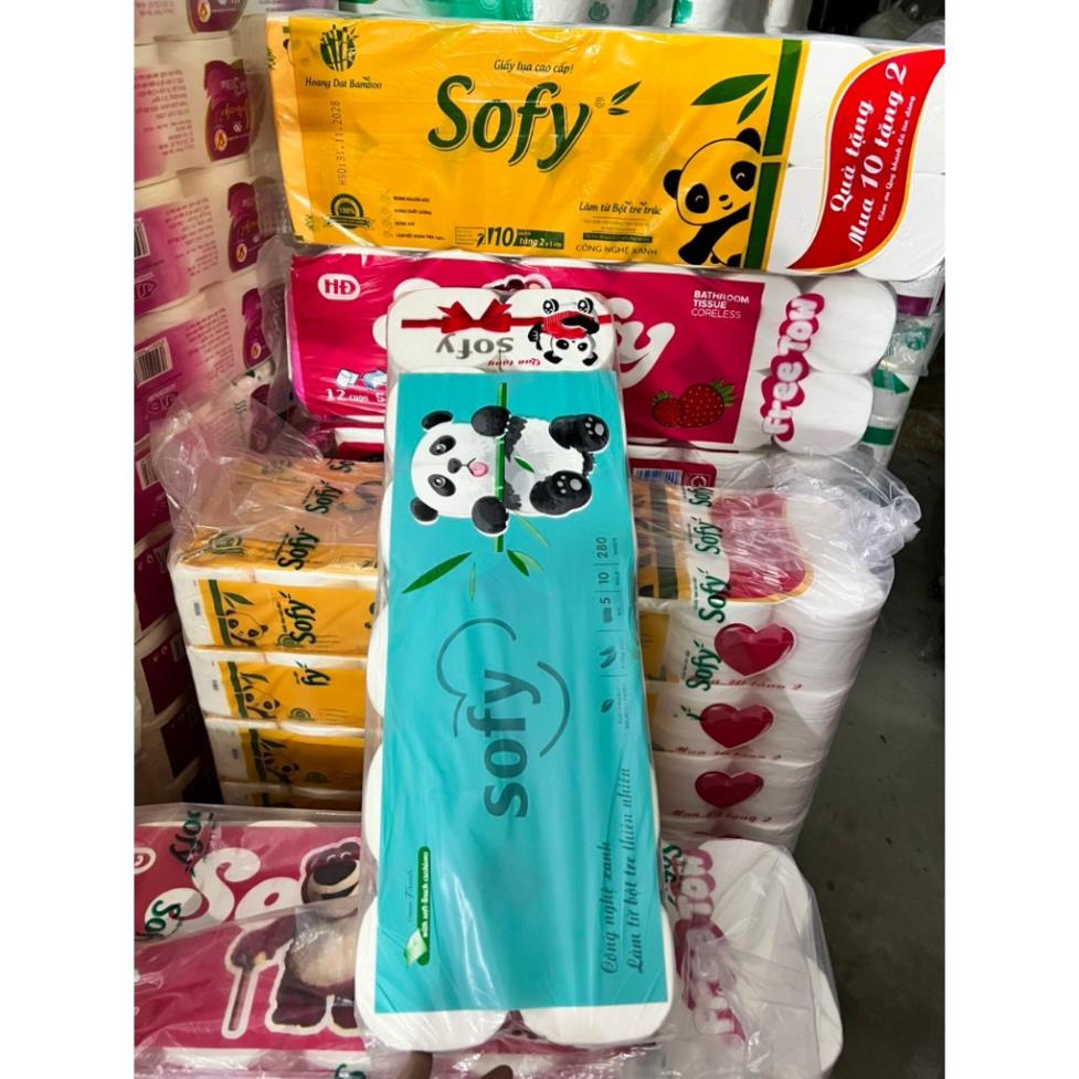 Giấy vệ sinh SOFY XANH gấu trúc 12 cuộn  dày 4 lớp mềm mịn