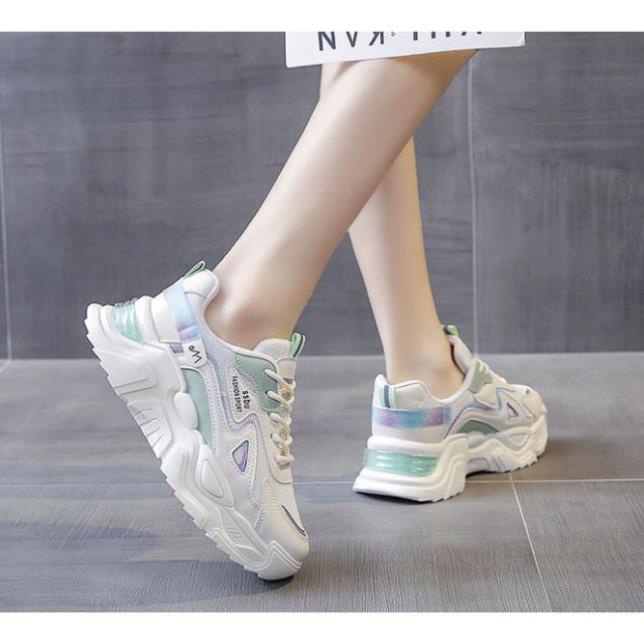 Giày Thể Thao Nữ Màu Trắng Đế Cao 5cm Kiểu Dáng Năng Động Trẻ Trung,Giày Nữ Mẫu Mới Êm Chân Thoáng Khí