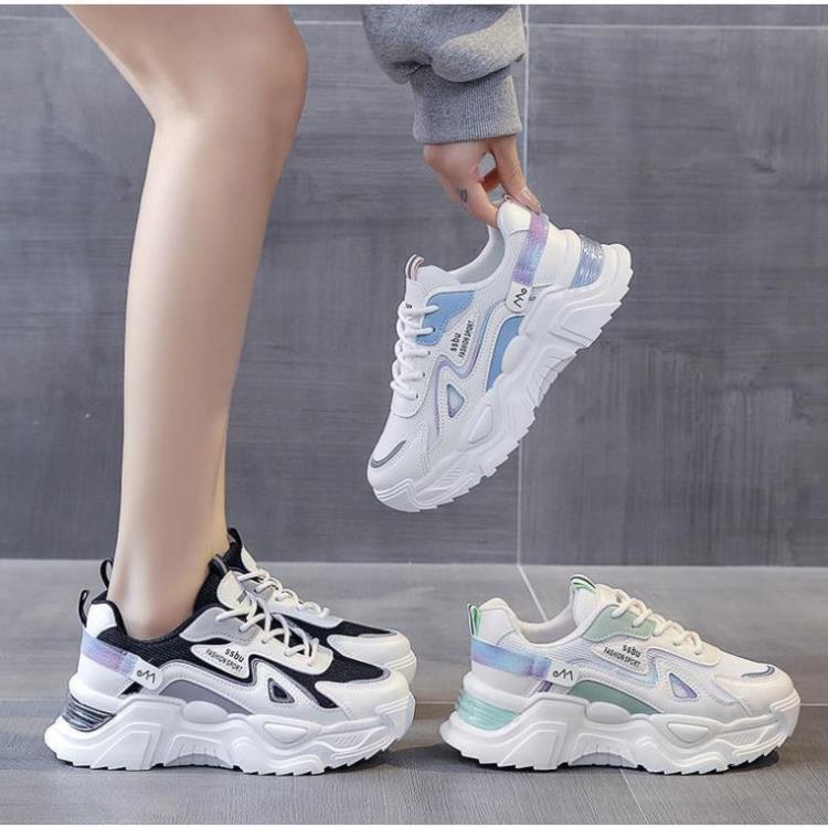 Giày Thể Thao Nữ Màu Trắng Đế Cao 5cm Kiểu Dáng Năng Động Trẻ Trung,Giày Nữ Mẫu Mới Êm Chân Thoáng Khí