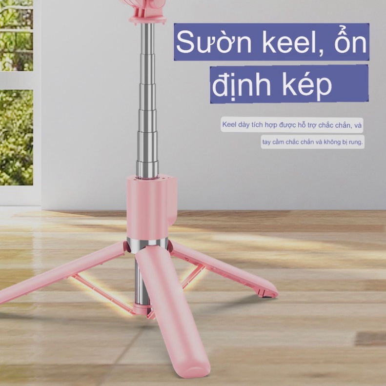 Gậy chụp hình 3 chân tích hợp đèn led selfie + remote bluetooth chụp hình shoppp