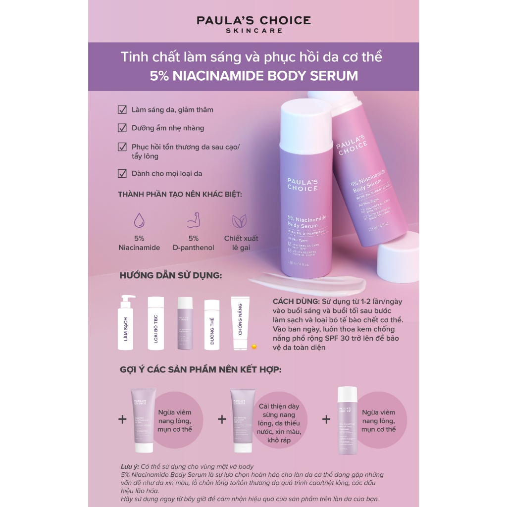 Tinh chất làm sáng và phục hồi da cơ thể Paula’s Choice 5% Niacinamide Body Serum 118ml 5810