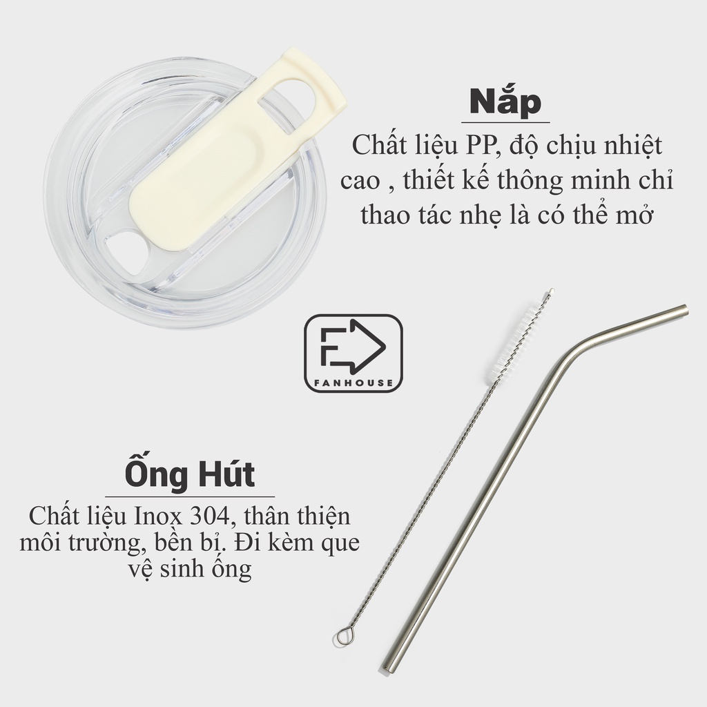 Ly giữ nhiệt Tyeso chính hãng khắc tên 550ml-710ml cốc giữ nhiệt inox 304 Fan House tặng cọ bình, ống hút, Sticker