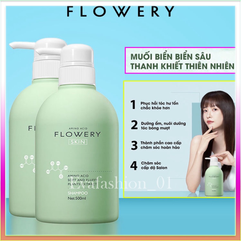 Cặp gội xả muối biển Flowery hương nước hoa