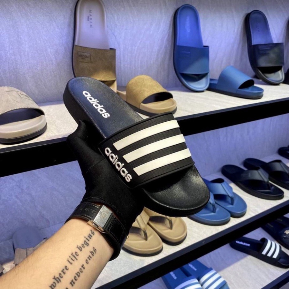Dép Lê Nam Nữ Adidas sọc ngang có chữ adidas cạnh quai, đế không thấm nước