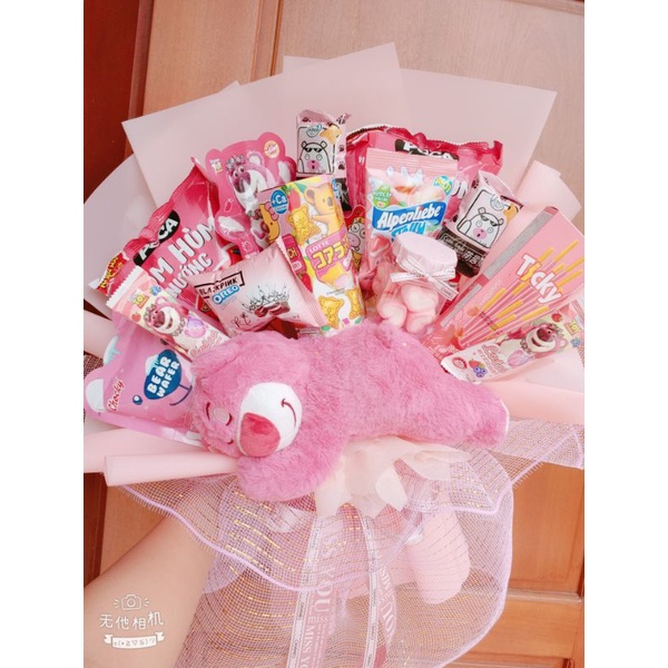 Gấu bông gấu dâu Lotso nằm ngủ hàng bông mịn ú nu siêu dễ thương mềm mại