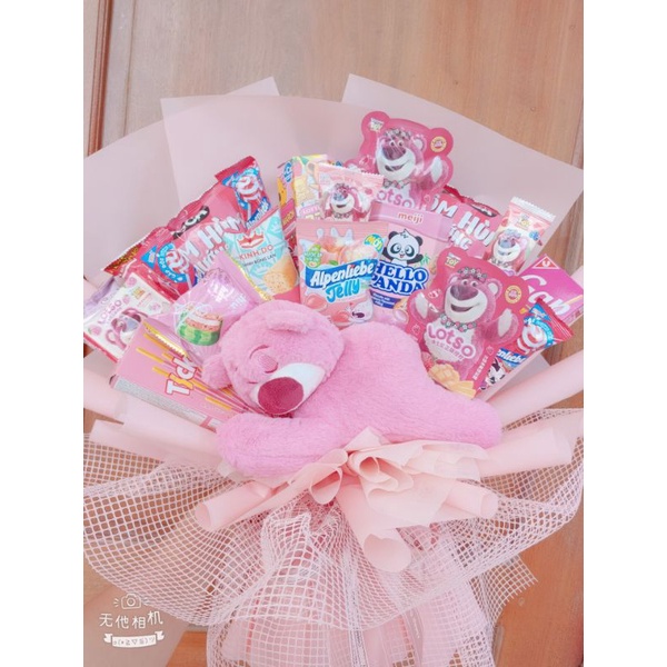 Gấu bông gấu dâu Lotso nằm ngủ hàng bông mịn ú nu siêu dễ thương mềm mại