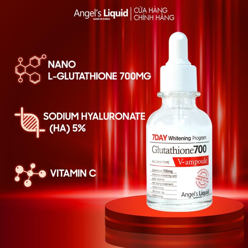 Serum Trắng Da, Cấp Ẩm Đa Tầng Angel's Liquid Glutathione 700mg + 5% HA Serum 30ml PP bởi Shinjiru