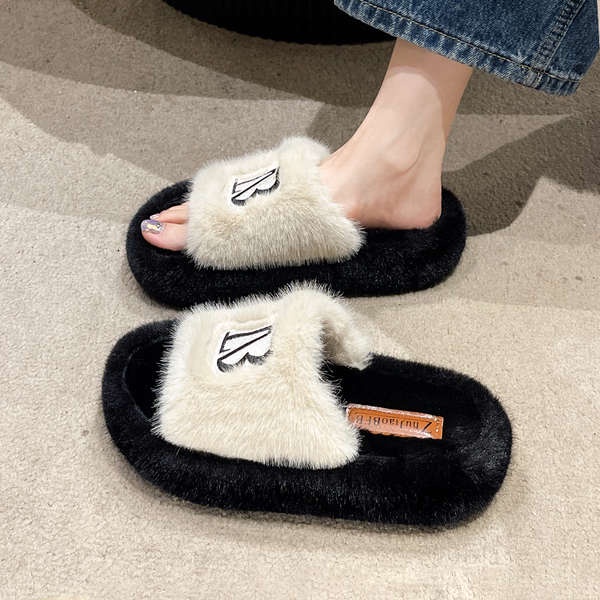 Dép Lông Xù Đế Dày Phong Cách Mới Cho Nữ