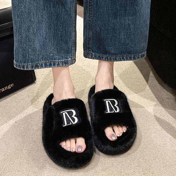 Dép Lông Xù Đế Dày Phong Cách Mới Cho Nữ