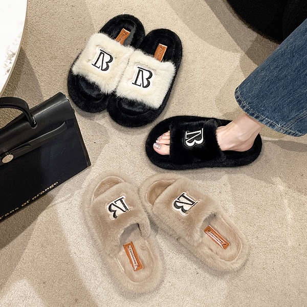 Dép Lông Xù Đế Dày Phong Cách Mới Cho Nữ