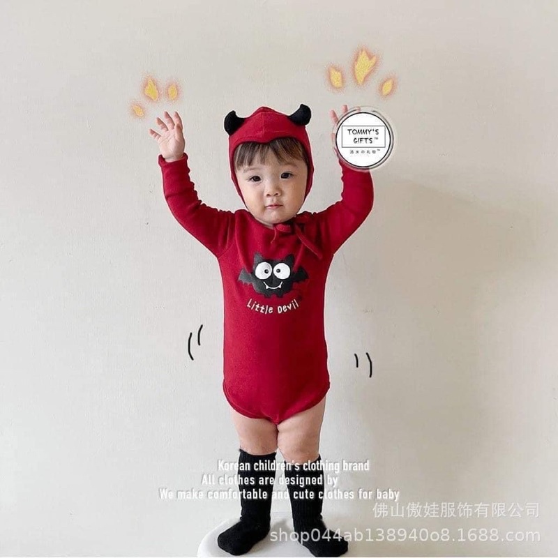 Body chip kèm mũ halloween Devil đáng yêu cho bé
