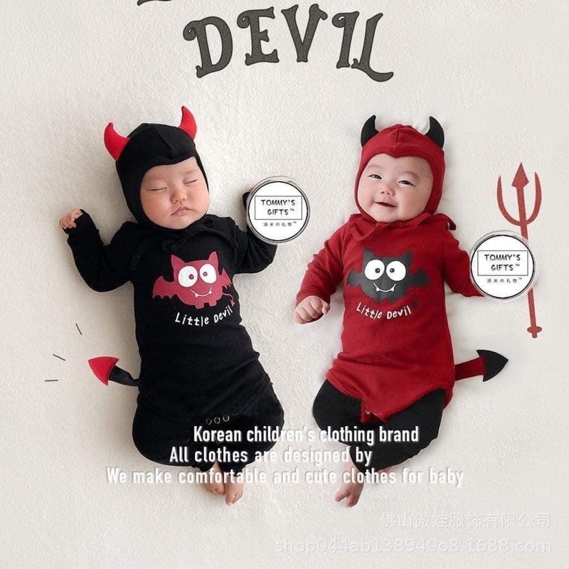 Body chip kèm mũ halloween Devil đáng yêu cho bé