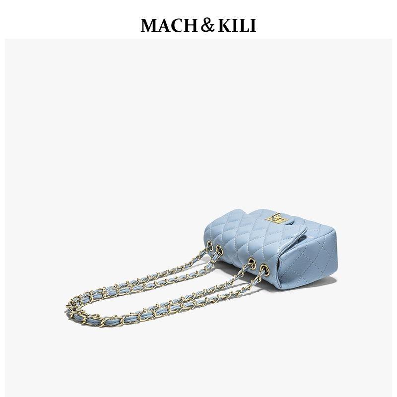 MK Hong kong Mac & kili mk Túi Đeo Chéo Dây Xích Hình Thoi Xanh Dương Thiết Kế Mùa Hè 2023 Mới Cho Nữ