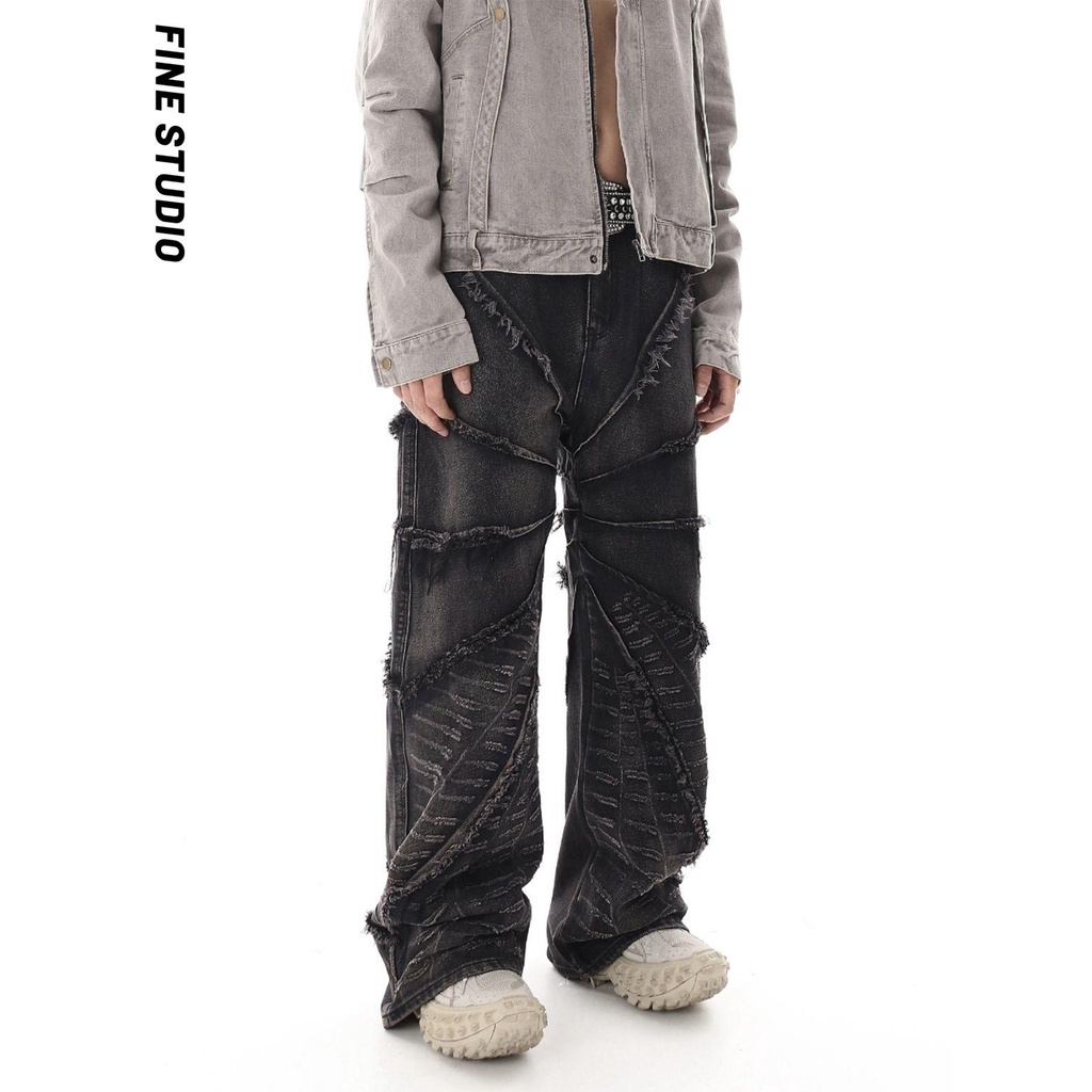 Quần jeans Dài Ống Đứng Thời Trang retro Cho Nam