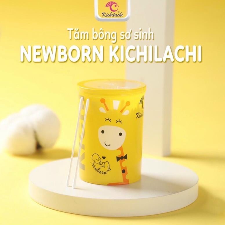 Hộp 200 Tăm Bông Sơ Sinh Newborn Kichilachi Kichi Hình Hươu - đầu bông siêu nhỏ an toàn cho bé sơ sinh