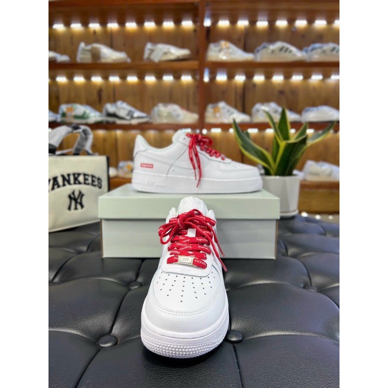 Giày sneaker Af1 Force1 trắng Superme dây đỏ bản cao cấp dành cho nam nữ Lên Chân Cực Đẹp Hợp Với Mọi outfix