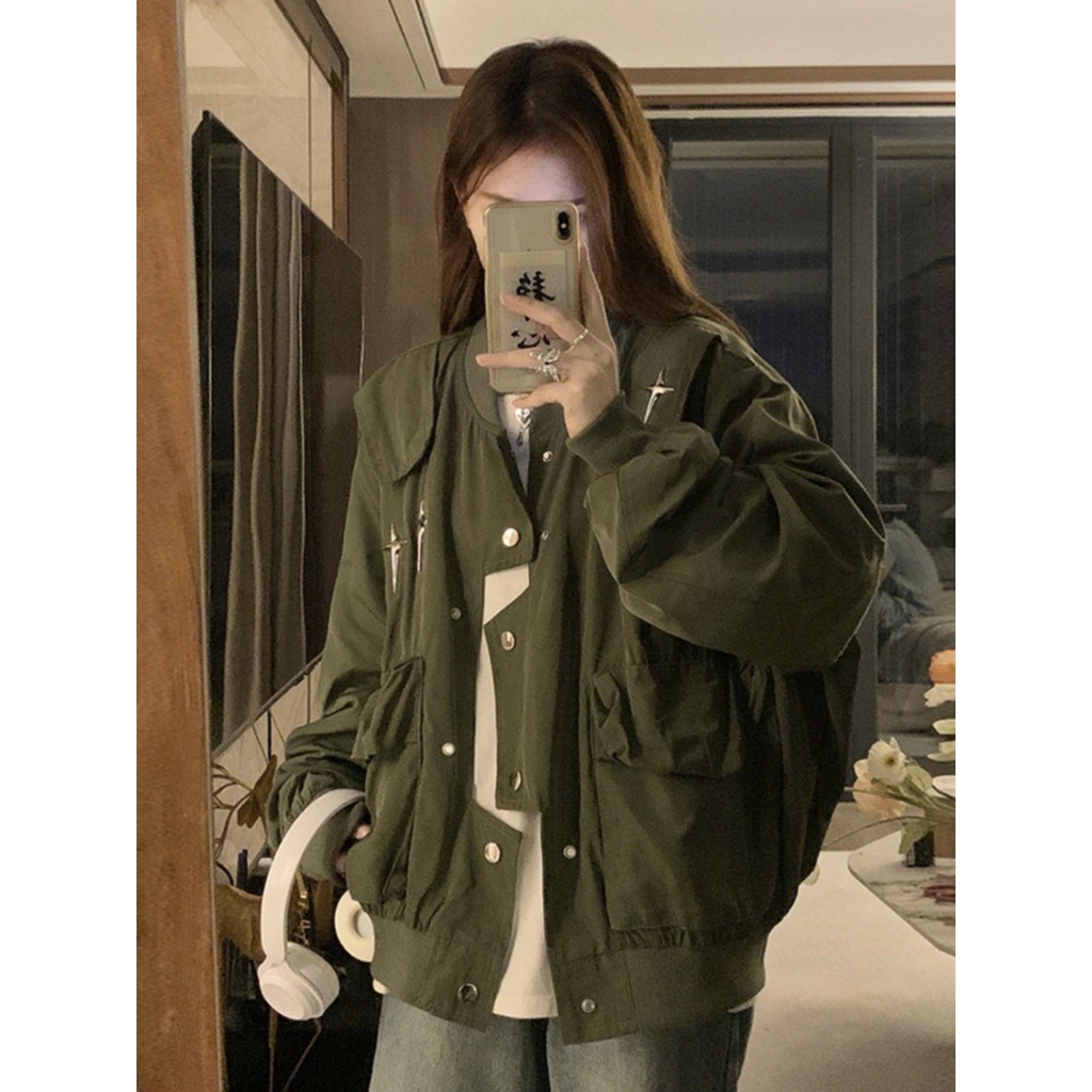 Áo Khoác Bóng Chày Phong Cách retro Mỹ 2023 Cho Nữ