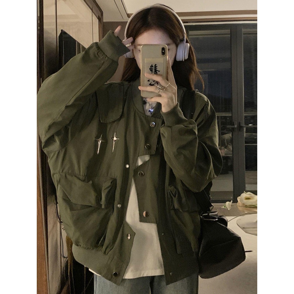 Áo Khoác Bóng Chày Phong Cách retro Mỹ 2023 Cho Nữ