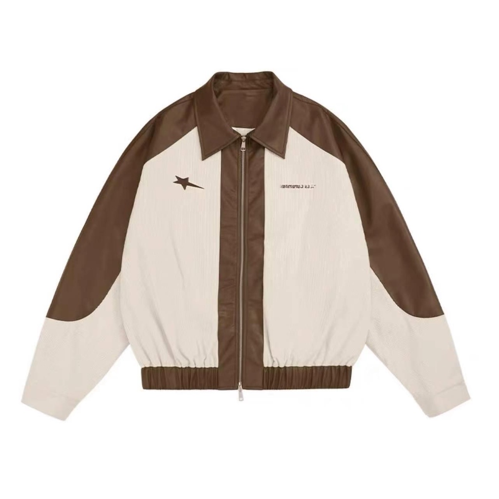 Áo Khoác Dáng Rộng In Chữ Ngôi Sao Màu Sắc retro Đường Phố Mỹ Thời Trang Mùa Thu Cho Nam Và Nữ