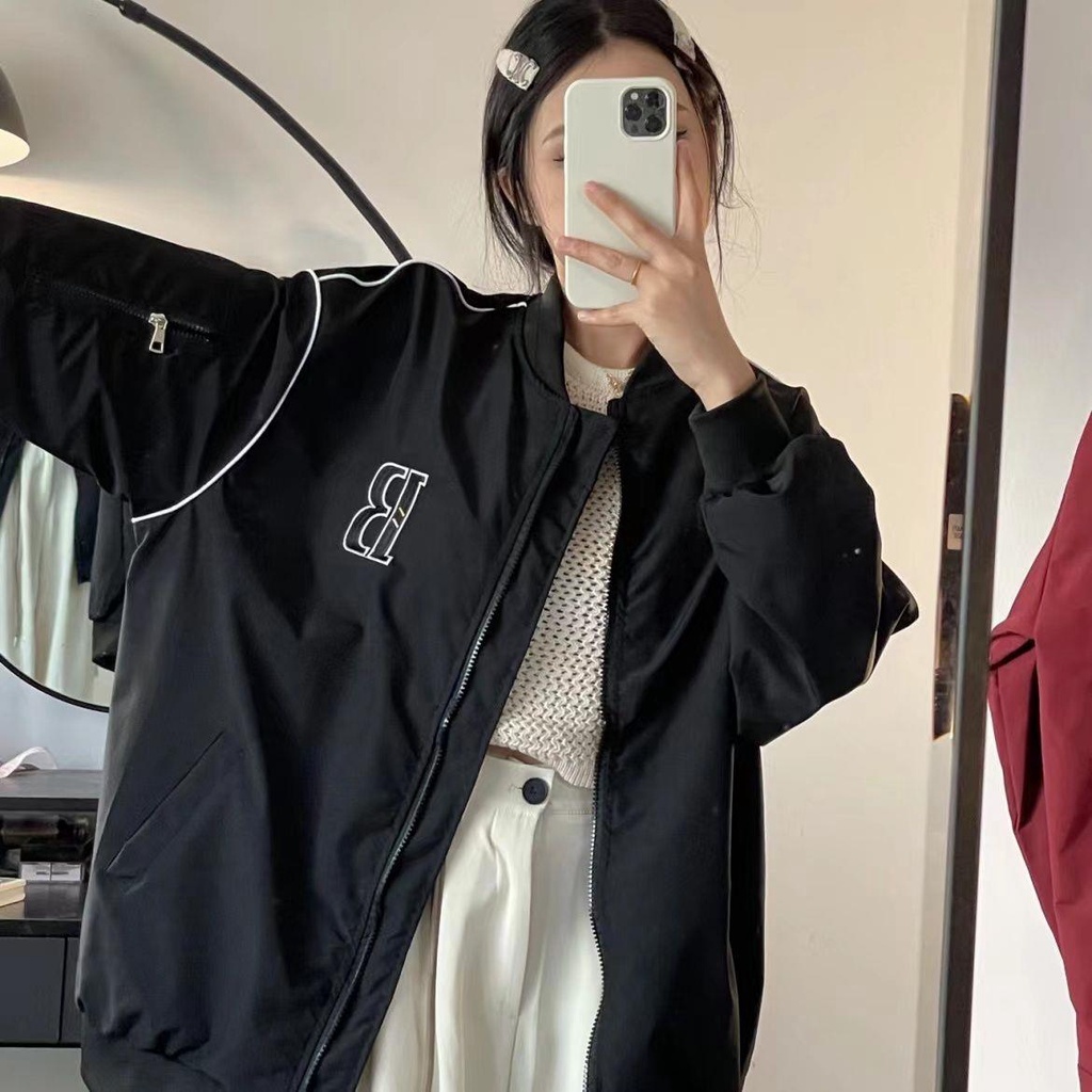 Áo Khoác Bóng Chày Dáng Rộng Thêu Chữ Phong Cách Hàn Quốc Thời Trang Mùa Xuân 2023 Mới