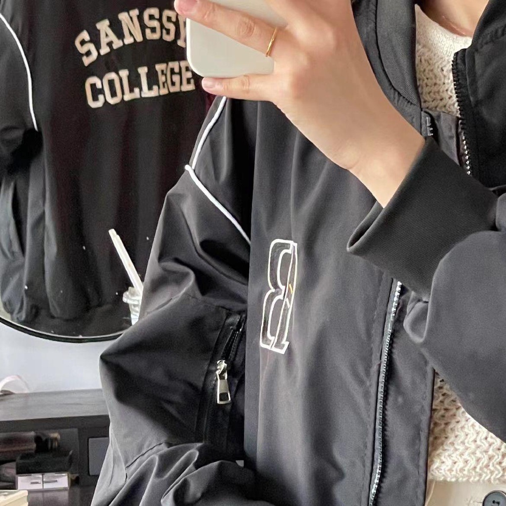 Áo Khoác Bóng Chày Dáng Rộng Thêu Chữ Phong Cách Hàn Quốc Thời Trang Mùa Xuân 2023 Mới