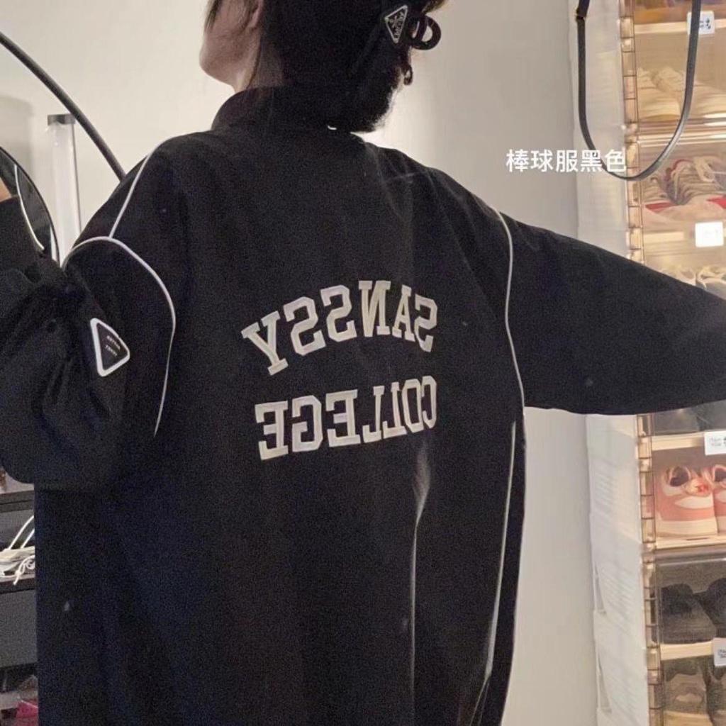 Áo Khoác Bóng Chày Dáng Rộng Thêu Chữ Phong Cách Hàn Quốc Thời Trang Mùa Xuân 2023 Mới