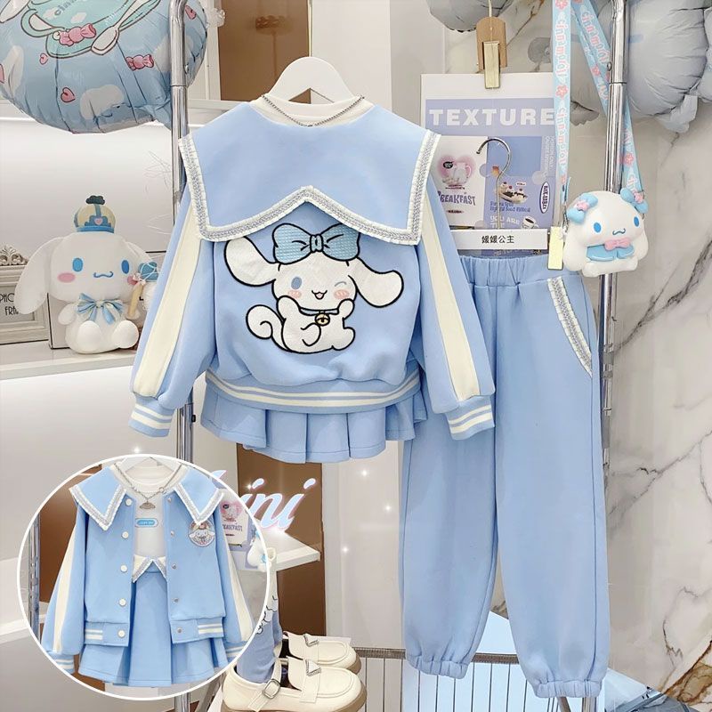 Áo Khoác Bóng Chày Và Chân Váy Xếp Ly Thời Trang Thu Đông Hàn Quốc Mới 2023 Dành Cho Bé Gái