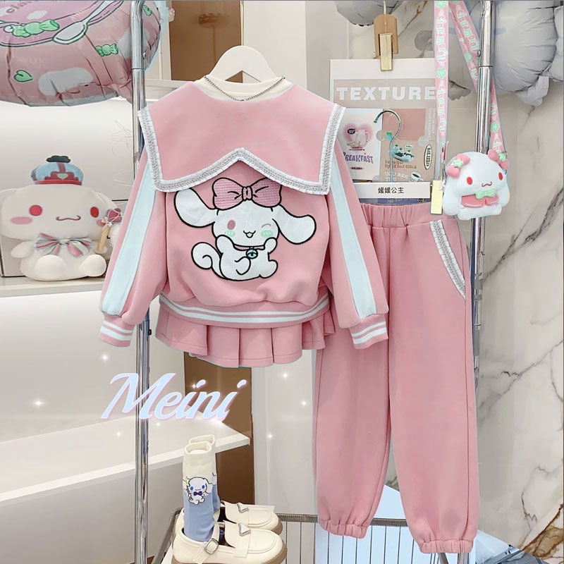 Áo Khoác Bóng Chày Và Chân Váy Xếp Ly Thời Trang Thu Đông Hàn Quốc Mới 2023 Dành Cho Bé Gái