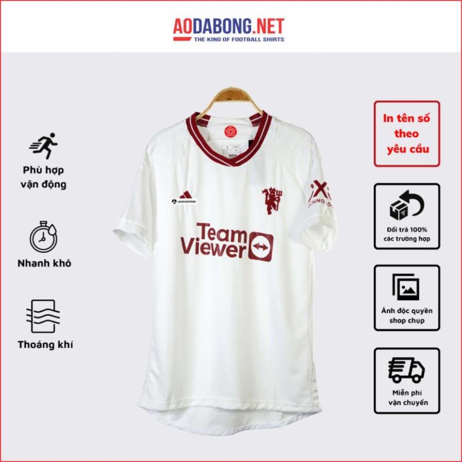 Bộ quần áo đá bóng Manchester United - áo mu sân khách màu trắng bản Fans mùa 23/24 vải thái form âu 005
