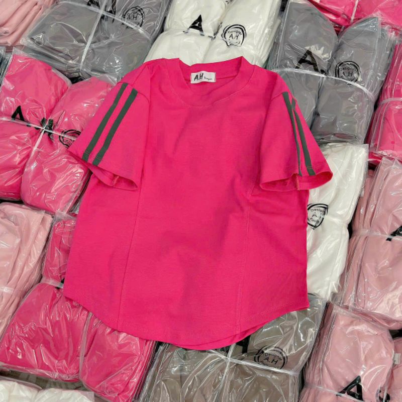 Áo thun trơn tay sọc