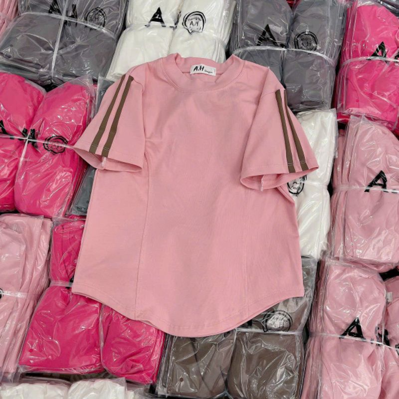 Áo thun trơn tay sọc