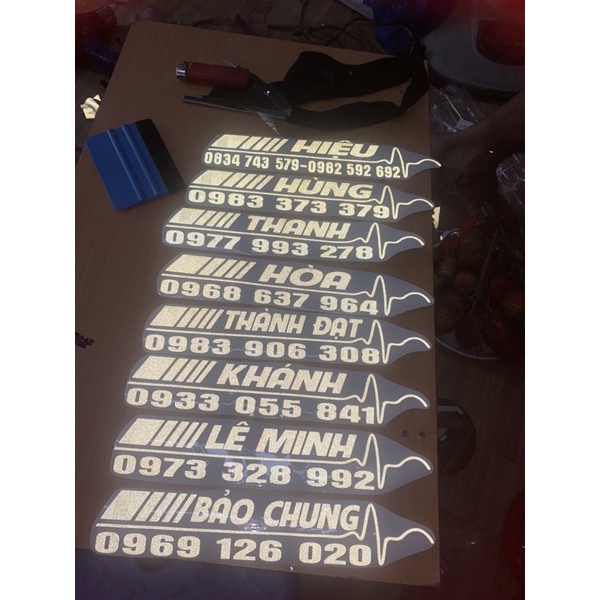 Tên dán xe + số điện thoại